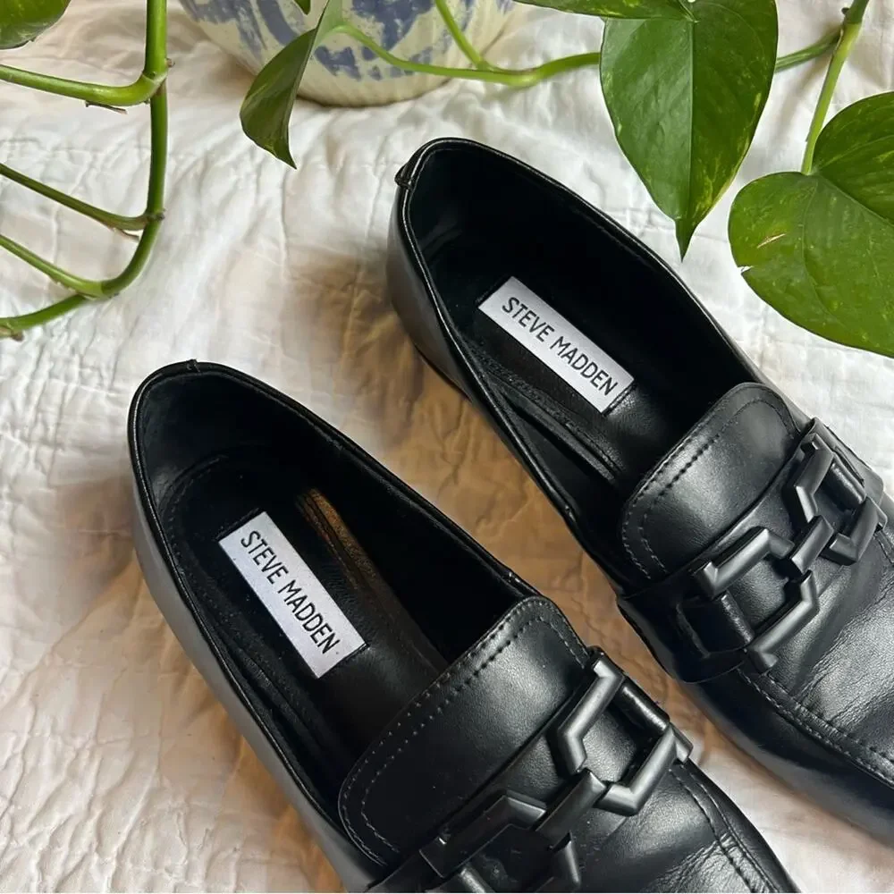 Steve Madden Ryann Black Leather Loafers